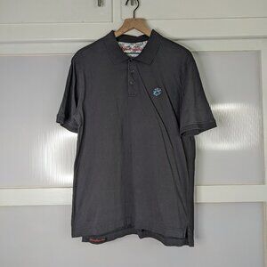 Robert Graham Black Polo Embroidered Classic Fit 100% Supima Cotton Size Medium